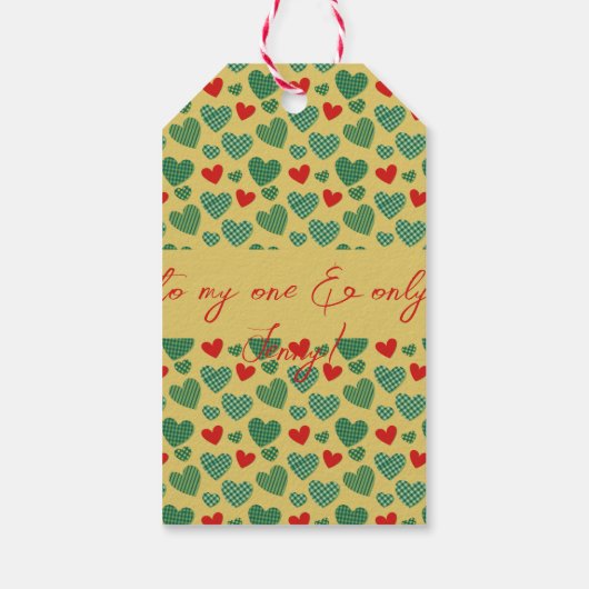 Rode & Groene Harten Cadeaulabel (Achterkant)