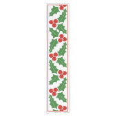 Rode, groene holly berry border kerstvakantie korte tafelloper (Voorkant)