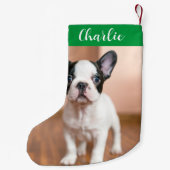 Rode Groene Hond Foto Gepersonaliseerde Naam Kleine Kerstsok (Achterkant)