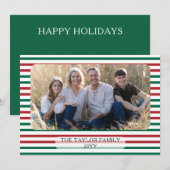 Rode Groene Horizontale Strepen Klassieke Gestreep Feestdagenkaart (Voorkant / Achterkant)