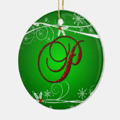 Rode groene hulst beginletter P kerstornament Keramisch Ornament (Links)