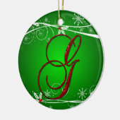 Rode Groene Hulst Initiaal G Kerst Ornament (Links)