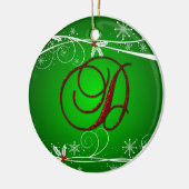 Rode groene hulst Initial D Kerst Ornament (Links)