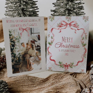Rode groene hulstbessen bloemboog Kerstmis Feestdagenkaart