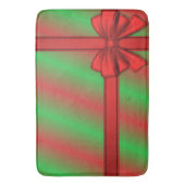 Rode Groene Ingepakte Cadeau Vakantie Badmat (Voorkant Verticaal)