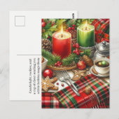 Rode & Groene Kaarslicht met Koekjes Kerstmis Briefkaart (Voorkant / Achterkant)