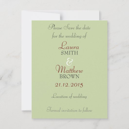 Rode + groene kanten Save the Date-uitnodiging Kaart (Achterkant)