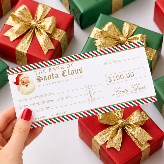 Rode Groene Kerst Cheque Cadeau Bon Card Kaart