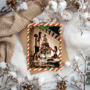 Rode groene kerst familie foto kerstkaart kaart