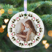 Rode Groene Kerst Krans Foto Sjabloon Keramisch Ornament