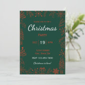 Rode & Groene Kerst Uitnodiging | Moderne Glam Ker (Staand voorkant)