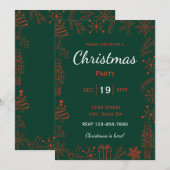 Rode & Groene Kerst Uitnodiging | Moderne Glam Ker (Voorkant / Achterkant)