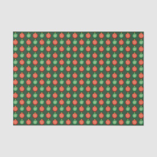 Rode Groene Kerstballen Festieve Kerstmis Tissuepapier (Voorkant)