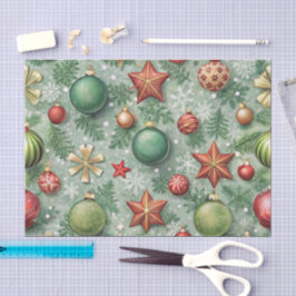 RODE & GROENE KERSTBALLEN STERREN VLIEGENDE SNEEUW TISSUEPAPIER