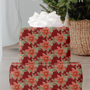 Rode Groene Kerstbloem Botanische Bloemen Cadeaupapier