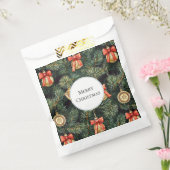 Rode groene kerstbomen Gouden Ornamenten Bedankzakje (Gezegeld)