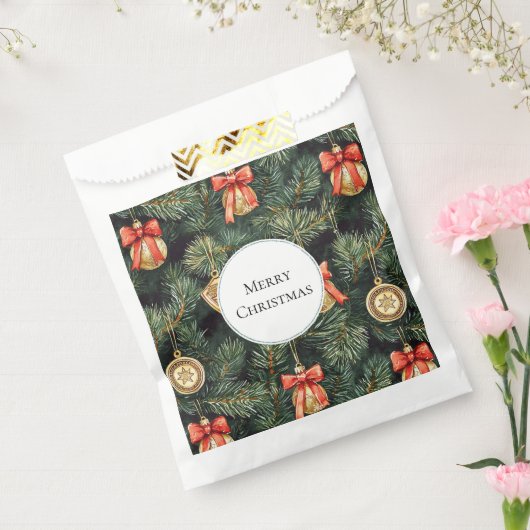 Rode groene kerstbomen Gouden Ornamenten Bedankzakje (Gezegeld)