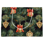 Rode groene kerstbomen Gouden Ornamenten Groot Cadeauzakje (Voorkant)