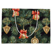 Rode groene kerstbomen Gouden Ornamenten Groot Cadeauzakje (Achterkant)