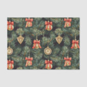 Rode groene kerstbomen Gouden Ornamenten Tissuepapier (Voorkant)