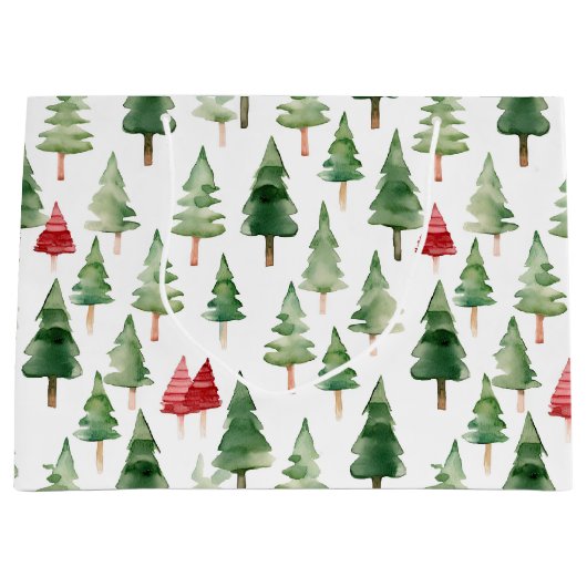 Rode groene kerstbomen groot cadeauzakje (Voorkant)