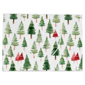 Rode groene kerstbomen groot cadeauzakje (Achterkant)