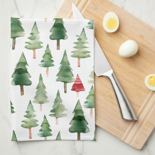 Rode groene kerstbomen theedoek (Quarter Fold)