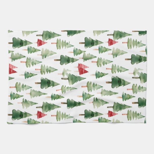 Rode groene kerstbomen theedoek (Horizontaal)