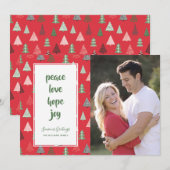 Rode groene kerstbomen vakantiefoto kaart (Voorkant / Achterkant)