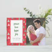 Rode groene kerstbomen vakantiefoto kaart (Staand voorkant)