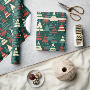 Rode Groene Kerstboom Bos Cadeau Cadeaupapier