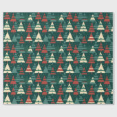 Rode Groene Kerstboom Bos Cadeau Cadeaupapier (Vlak)