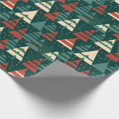 Rode Groene Kerstboom Bos Gift Cadeaupapier (Hoek)