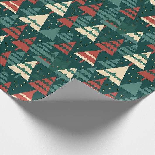 Rode Groene Kerstboom Bos Gift Cadeaupapier (Hoek)