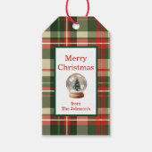 Rode Groene Kerstboom Geruit Cadeaulabel (Voorkant)