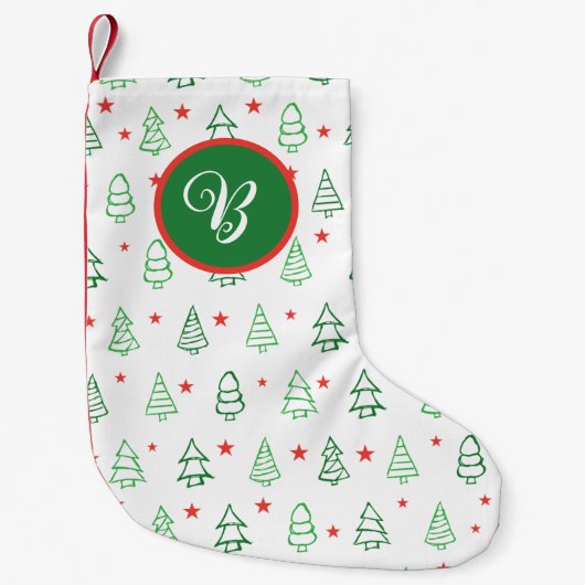 Rode & Groene Kerstboom Kleine Kerstsok (Voorkant)