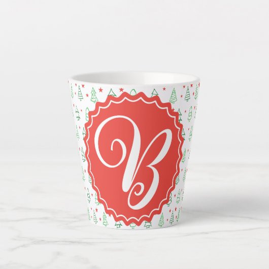 Rode & Groene Kerstboom Latte Mok (Voorkant)