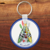 rode, groene kerstboom met Kayak op maat Sleutelhanger (Voorkant)
