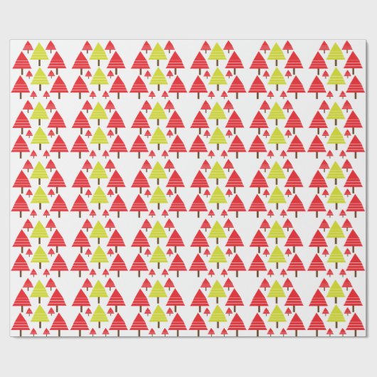 Rode groene kerstboom Moderne Kerstmis Cadeaupapier (Vlak)