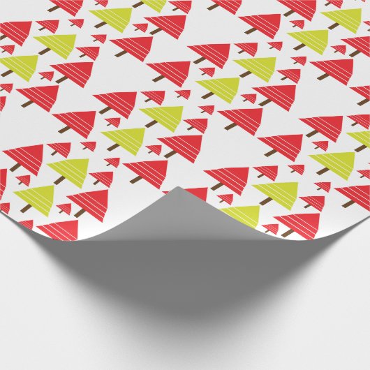 Rode groene kerstboom Moderne Kerstmis Cadeaupapier (Hoek)