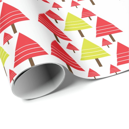 Rode groene kerstboom Moderne Kerstmis Cadeaupapier (Rol Hoek)