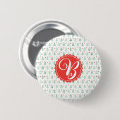 Rode & Groene Kerstboom Ronde Button 5,7 Cm (Voorkant /achterkant)