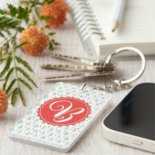 Rode & Groene Kerstboom Sleutelhanger (Voorkant Rechts)