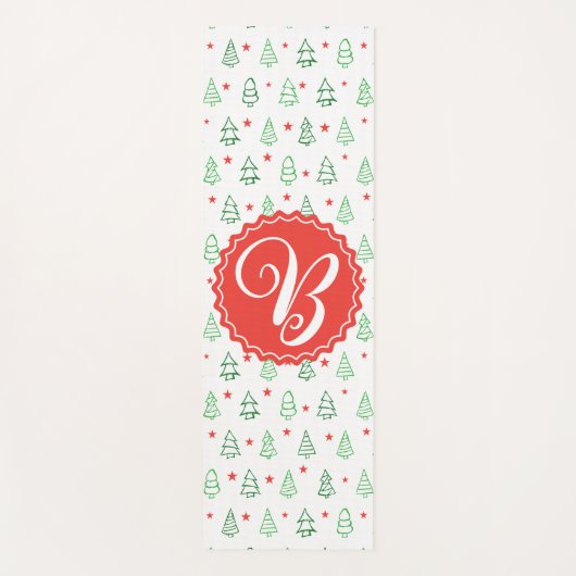 Rode & Groene Kerstboom Yogamat (Voorkant)