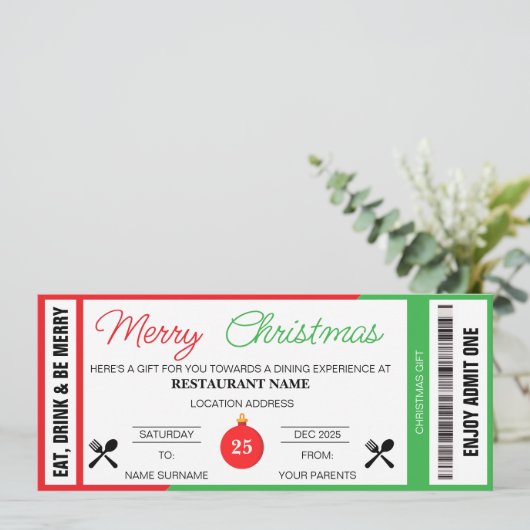 Rode Groene Kerstcadeaubon (Staand voorkant)