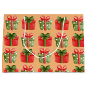 Rode, groene kerstcadeaus voor Oranje grote cadeau Groot Cadeauzakje (Voorkant)