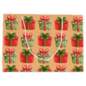 Rode, groene kerstcadeaus voor Oranje grote cadeau Groot Cadeauzakje (Achterkant)