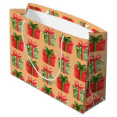 Rode, groene kerstcadeaus voor Oranje grote cadeau Groot Cadeauzakje (Achterkant Gekanteld)
