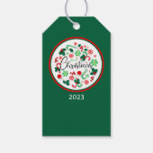 Rode groene kerstkrans cadeaulabel (Voorkant)