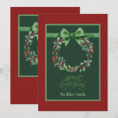 rode groene kerstkrans feestdagenkaart (Voorkant / Achterkant)